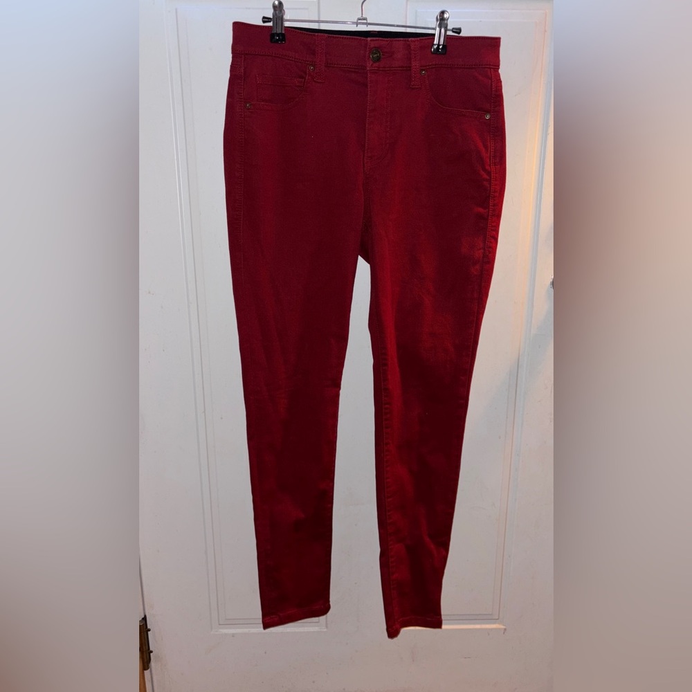 Lularoe Jean Sz 28 Magic Waist Stretch burgundy red jeans denim skinny